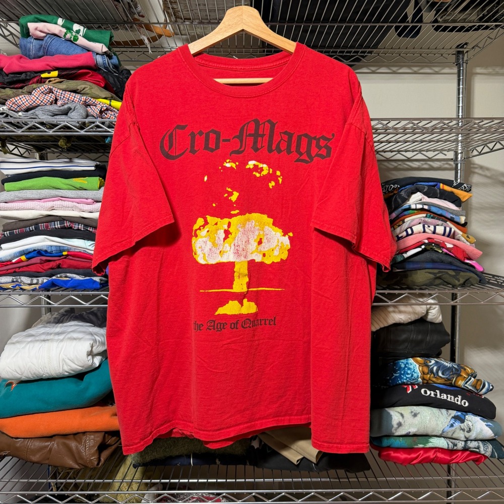 Y2K Cro-Mags T-Shirt Mens 2XL Red Age of Quarrel Graphic Band Tee Hard Core